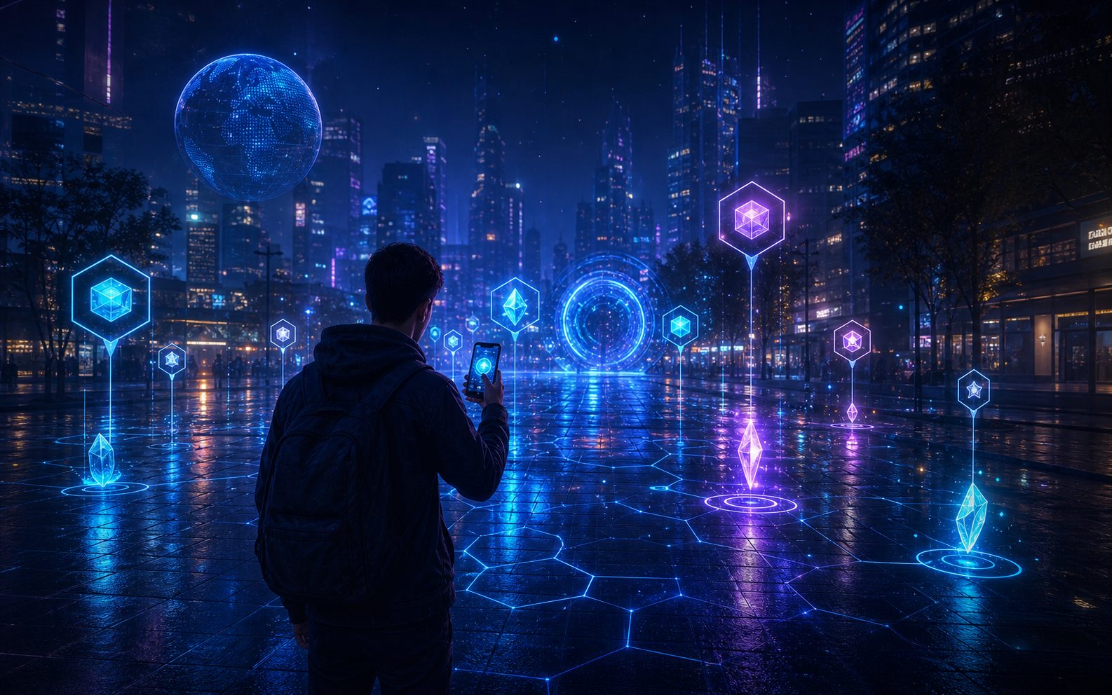 Jugador explorando con realidad aumentada