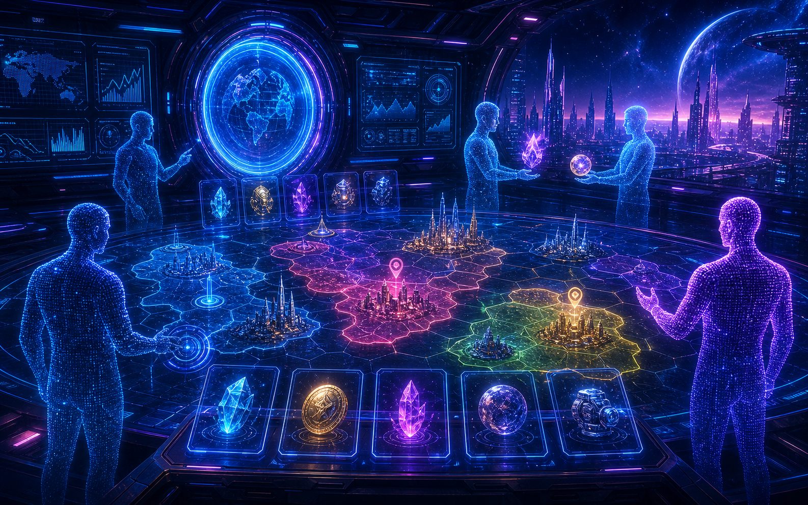 Mapa holográfico de estrategia y territorio